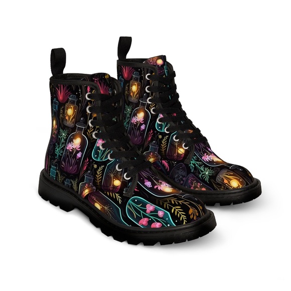 Dark Forest Women’s Canvas Boots | Mystical Design, Tincture, Potions | Witch - Picture 2 of 5